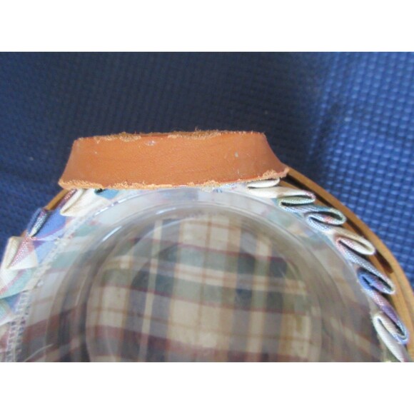 1999 Longaberger Woven Traditions Red/Green 7" Round Basket & Blue Plaid Insert - Picture 4 of 10